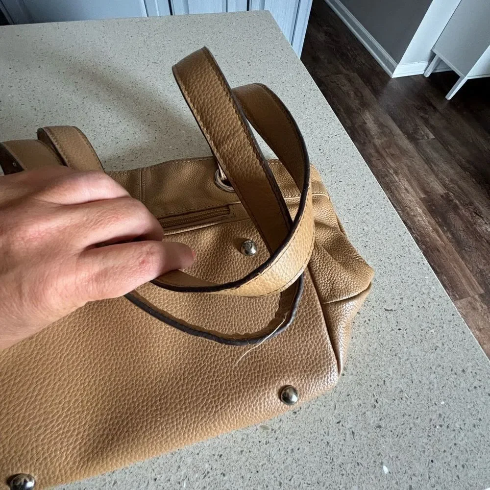 Elegant Tan and Silver Women's Shoulder Bag by Tignanello